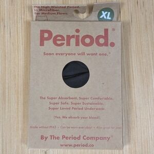 Period High Waisted Underwear XL Microfiber Medium Flow Black‎